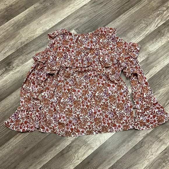 J.Crew Ruffle crinkle chiffon top in fête floral Size XXS - Picture 8 of 8